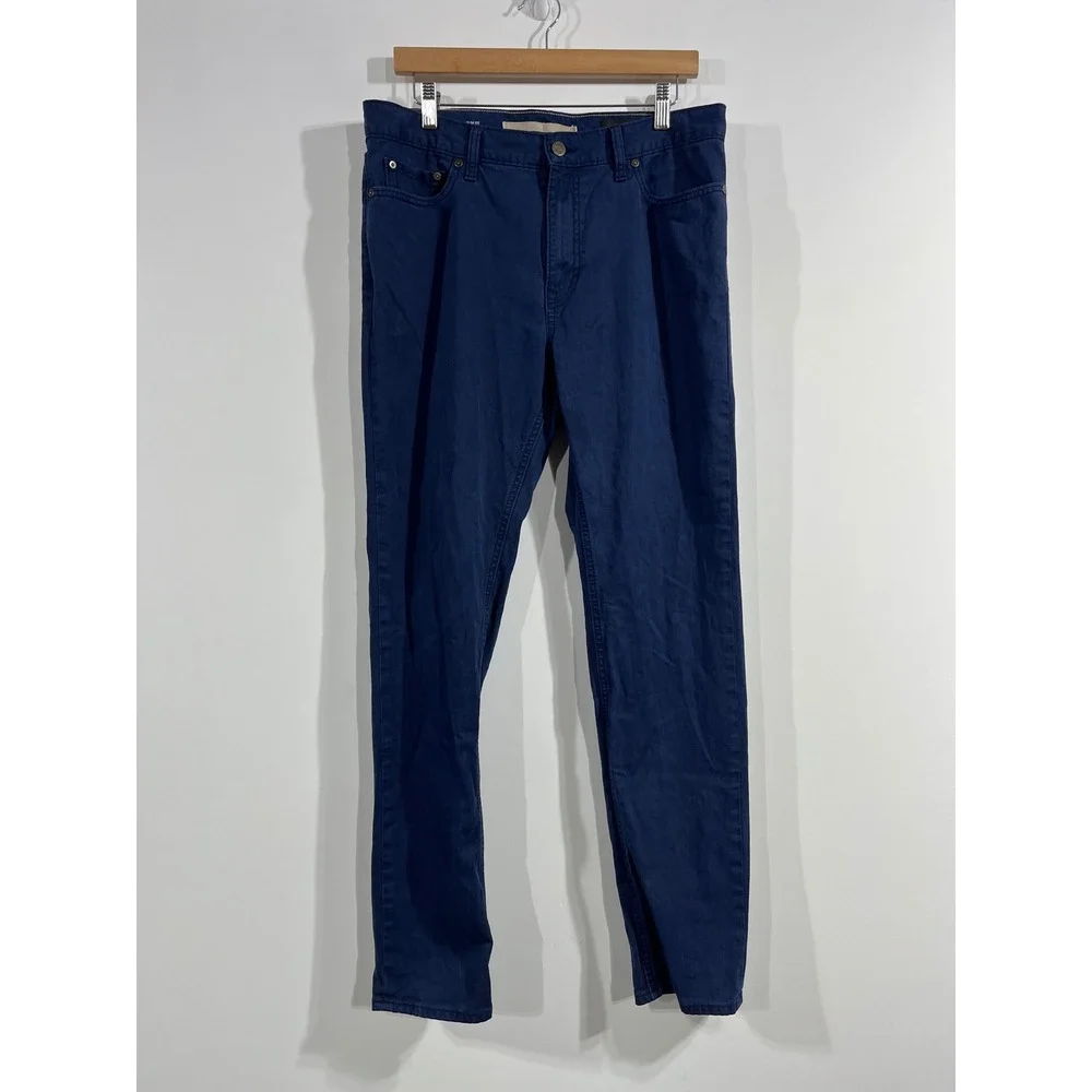 Banana Republic Linen Cotton Old Money Slim Fit Navy Pants 33x32 Preppy Career